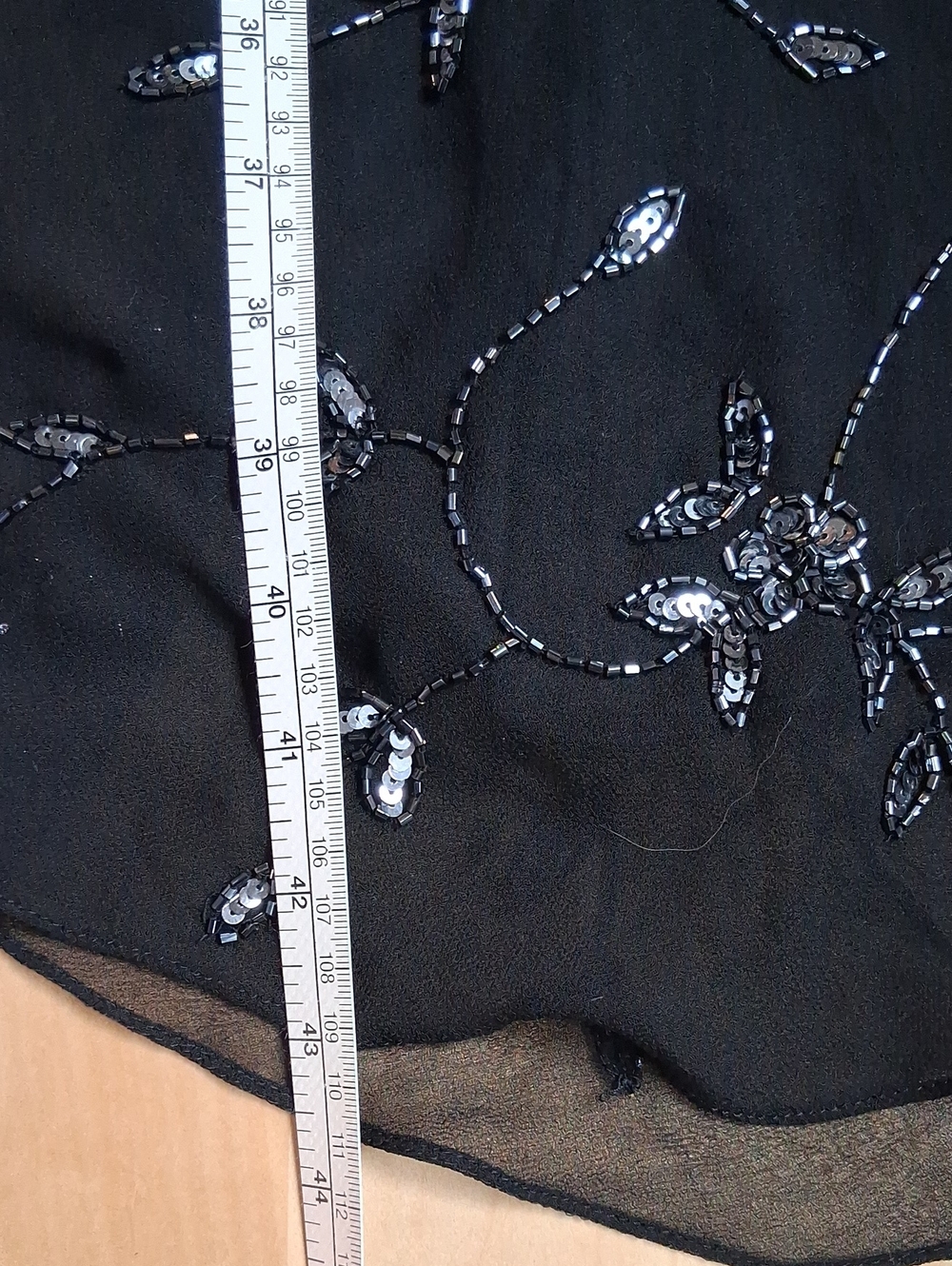 J Kara Vintage Black Beaded Midi Dress Size 10 Flapper Art Deco Formal Evening - Picture 16 of 16